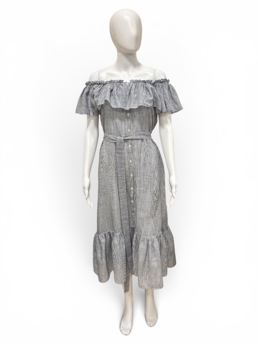 Lisa Marie Fernandez Gray Ruffled Midi Dress